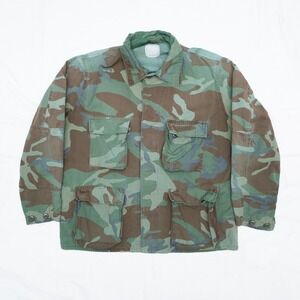 VTG US Army BDU Combat Coat Large Long Woodland Camouflage L/S Button Up